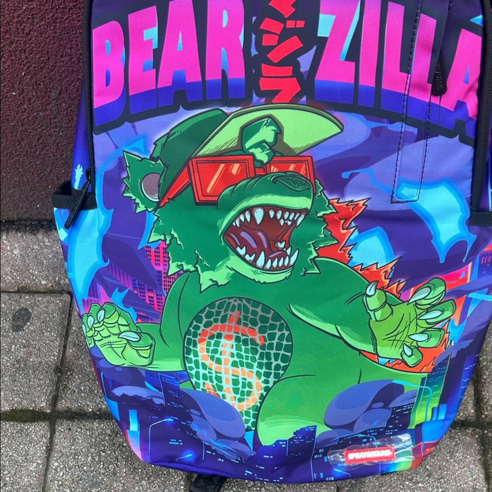 Bear Zilla Sprayground Graphic Backpack - Multico… - image 3